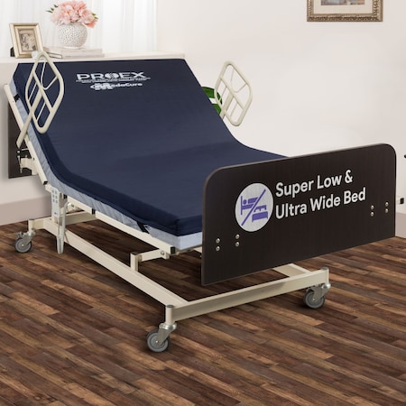 Medacure Standard Height Expandable Hospital Bed, Fully Electric with ProEx 42 Mattress MC-SLB48XMH0KA